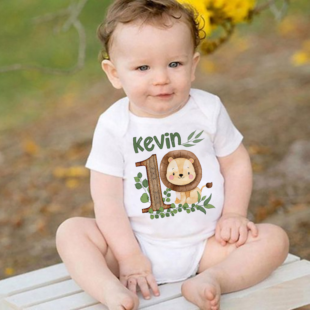 Baby Clothing Names - شخصية سفاري الحيوان مع اسم الطفل